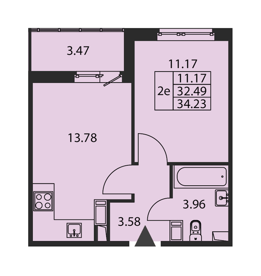 1-комнатная квартира 32.49 м², 3/12 эт., ЖК «Полис ЛАВрики»
